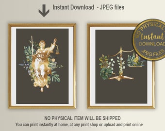 Lawyer Office Decor Set, Attorney Wandkunst, Lady Justitiy Druck, Jurafeier Geschenk, Lawyer Office Dekor