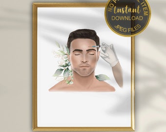 Botox Injection Anatomy Art – Aesthetic Injector Wall Art, Facial Injection Points Poster, Medical Spa & Dermatology Decor, Digital Download