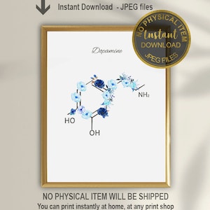 Dopamine Molecule Art, Science Art, Biology Poster, Medical Art, Dopamine Poster, Science Poster, Dopamine Art, Dopamine Wall Art, Printable