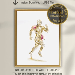Athletic Trainer Gift, Sports Medicine, DAT Office, Muscle Anatomy of a Running Man, Physiotherapy Gifts, Running Gift, Chiropractor Art