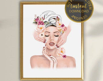 Skincare Art Print | Esthetician Spa Decor, Facial Treatment Wall Art for Beauty Salon (Printable)