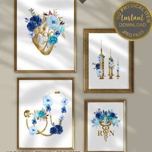 RN Nurse Office Decor Printable Medical Art Set - Nurse Graduation ,Student Gift - Doctor Wall Art for Nursing Office & Clinic