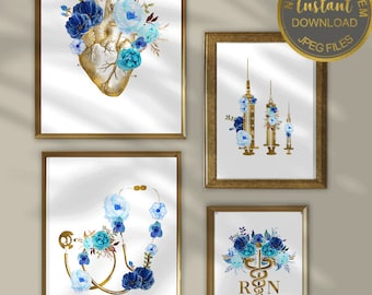 RN Nurse Office Decor Set | Nurse Wall Art Printable, Nursing Office Wall Decor, RN Graduation Gift (Digital Download)
