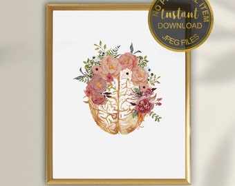 Brain Wall Art for Psychologist | Psychology Office Decor for Therapist, Mental Health Professional Printable