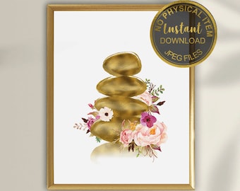 Hot Stones Massage Art Print, Spa Wall Art, Massage Room Decor, Beauty Salon Printable, Massage Therapist Office Decor