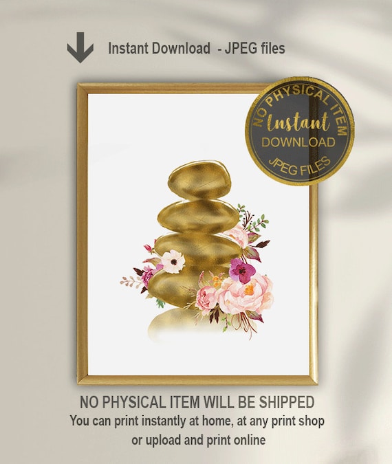 Hot Stones Massage Art Print, Spa Wall Art, Massage Room Decor, Beauty Salon Printable, Massage Therapist Office Decor