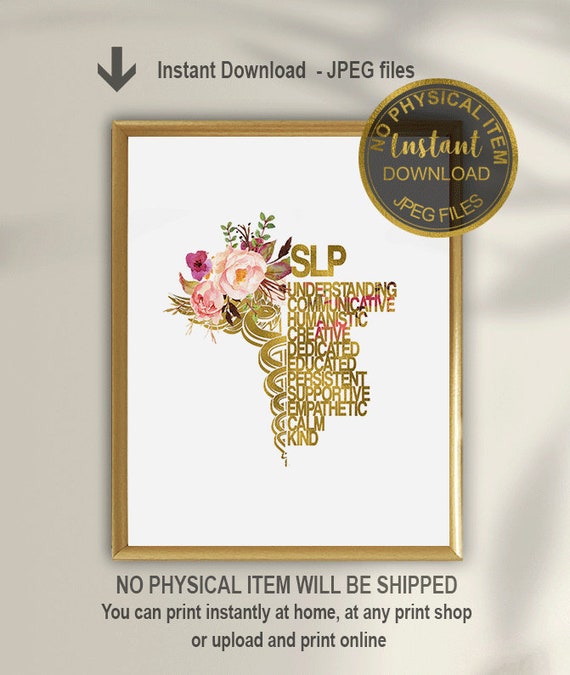 SLP Graduation Gift Printable, Speech Language Pathologist Wall Art, SLP Office Decor with Caduceus