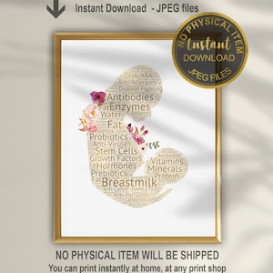 Breastmilk Benefits Art Print, Breastfeeding Art, Lactation Consultant Office Decor,Midwife Gift, Midwife Office Decor Printable