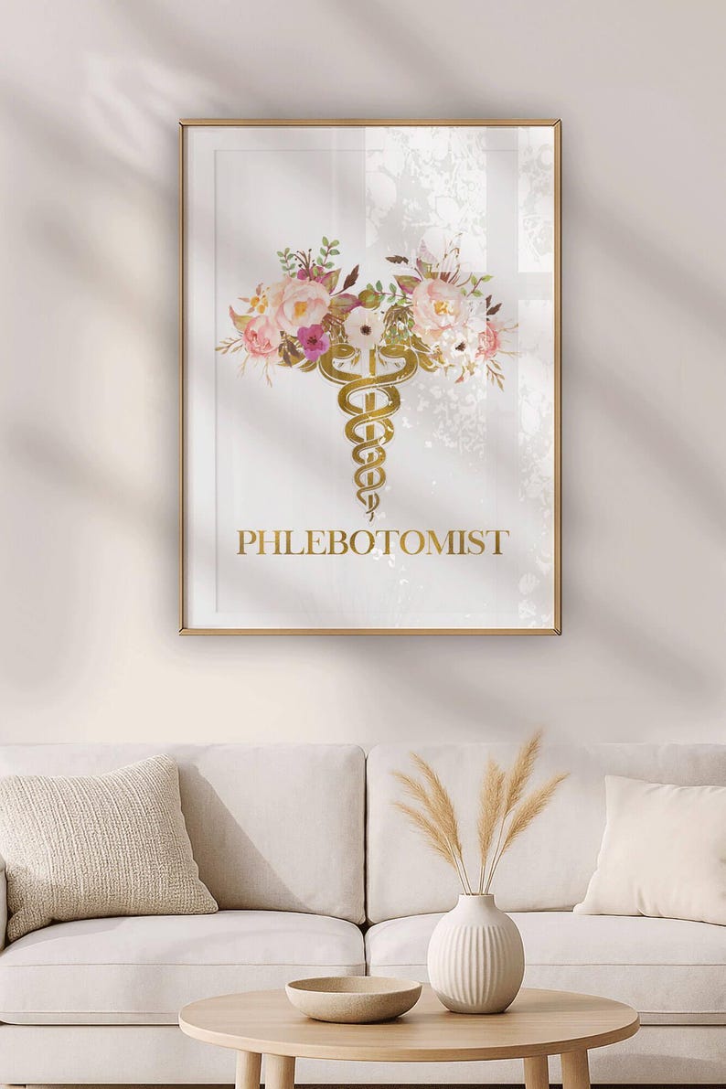 Phlebotomist Gift: Phlebotomy Art Print with Caduceus for Graduation & Tech, Unique Enorasis Wall Decor image 7