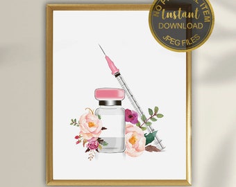 Botox Art Print, Floral Medical Spa Decor, Esthetician Wall Art, Cosmetic Injector Poster, Dermatology Clinic Art