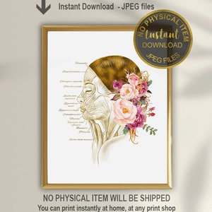 Facial Muscles Print, Face Anatomy Art, Esthetician Decor Poster, Facial Anatomy Wall Art, Botox Clinic Decor