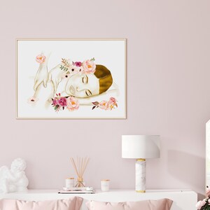 May include: A watercolour illustration of a woman receiving a massage, with pink and white flowers around her head. The woman is lying on her side with her eyes closed, and the hands of the massage therapist are visible on her back.