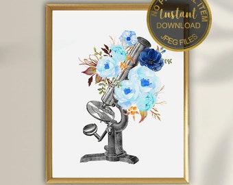 Microscope Print, Laboratory Science Art, Microbiology Art, Microbiology Gifts, Lab Tech Gift, Microbiologist Gift, Lab Wall Decor
