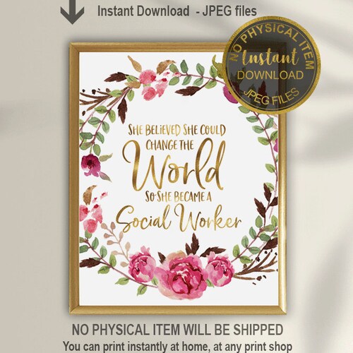Social Worker Office Decor Social Worker Graduation Gift Etsy