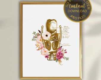Larynx Anatomy Art, Speech Language Pathologist Gift, Larynx Print, SLP Office Decor, Speech Therapist, ENT Art, Doctor Gift, Medical Art
