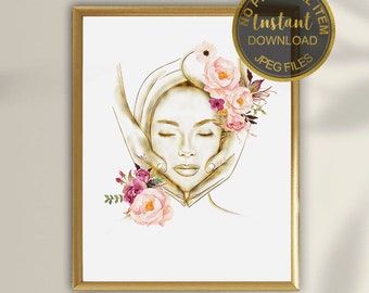 Spa Salon Decor, Medical Spa Art, Massage Decor, Esthetician Decor, Facial Massage Art, Beauty Salon Decor, Massage Therapist Digital Art