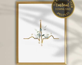 EKG Print for Cardiologist Office, Medical Wall Art, Doctor Gift, Nurse Decor, Printable Cardiology Art