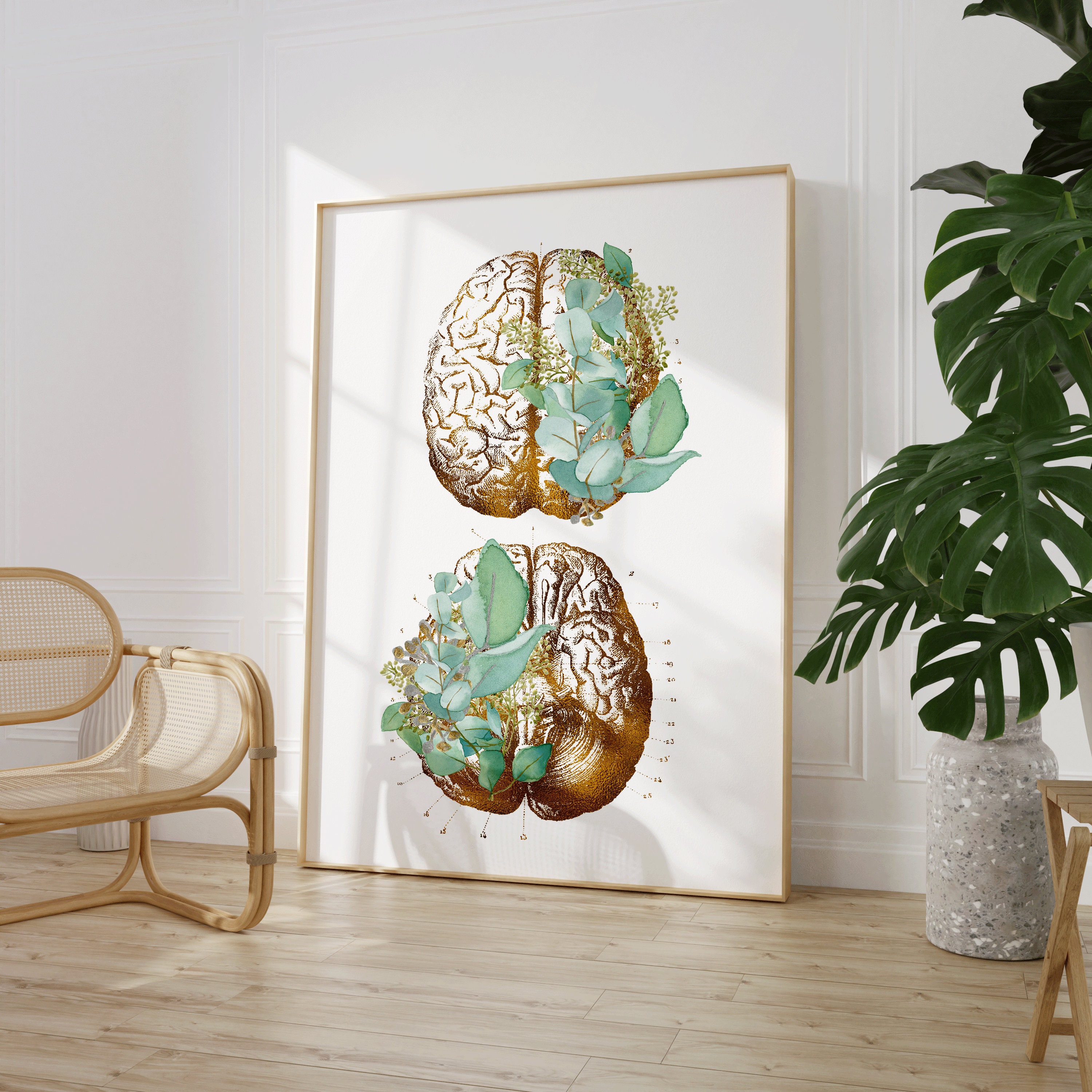 Brain Anatomy Art Print, Anatomical Brain Poster for Psychologist ...