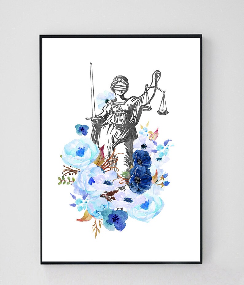 Lady Justice Print Law Student Gift Attorney Art Law Etsy