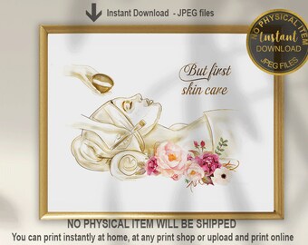 Spa Art Print | Skincare Wall Art, Esthetician Decor, Floral Beauty Salon & Facial Treatment Printable