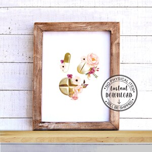 May include: Printable digital art featuring a watercolor illustration of three gold pills with pink and white flowers. The text "NO PHYSICAL ITEM INSTANT DOWNLOAD WILL BE SHIPPED" is in a circle around the pills.
