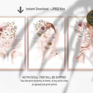 Impresión de músculos faciales, cartel de anatomía facial, arterias y venas, arte de inyector cosmético, decoración de esteticista, arte de pared de clínica de piel, imprimible