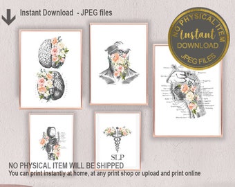 SLP Bürodekor, SLP Kunst 5er-Set, Sprachpathologie Geschenk, Logopädie Geschenk, Sprachpathologie Abschlussgeschenk, SLP Drucke