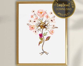 Medizinischer Druck, Neuron Cell Art Neuronologie Geschenk Gehirn-Zelle Kunst MedizinStudent Geschenk Medizin Kunst Doktor Büro Dekor Psychology Art Neuron Art