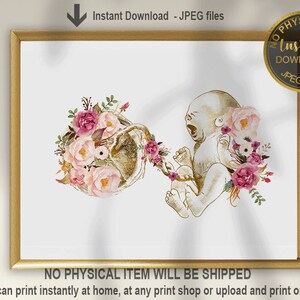 Arte de doula, bebé con placenta, regalo de partera, arte de nacimiento, regalo de nacimiento, decoración de pared de clínica de parto, arte recién nacido, regalo de ginecólogo, regalo de OBGYN