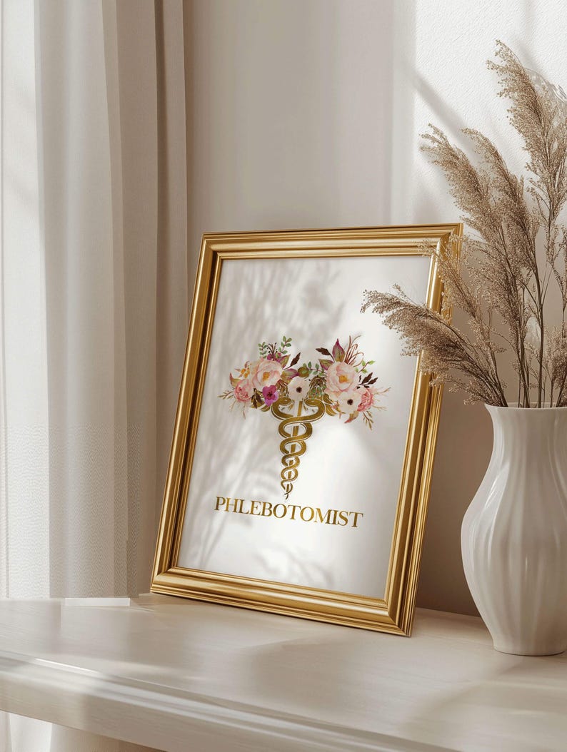 Phlebotomist Gift: Phlebotomy Art Print with Caduceus for Graduation & Tech, Unique Enorasis Wall Decor image 5