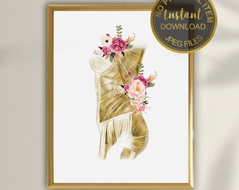 Stampa artistica sull'anatomia del sistema muscolare femminile, poster sull'anatomia dei muscoli della donna, arte murale medica per clinica, decorazione per fisioterapia