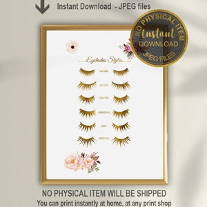 Eyelashes Styles Print, Eyelash Extensions Decor, Lash Technicians, Eyelashes Art Print, Eylash Extensions Style, Printable Art,Lash Styles