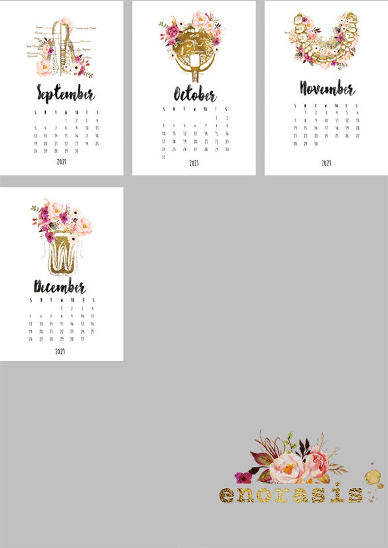 Dental Calendar 20202021 Printable Gift For Dentist Dental Etsy