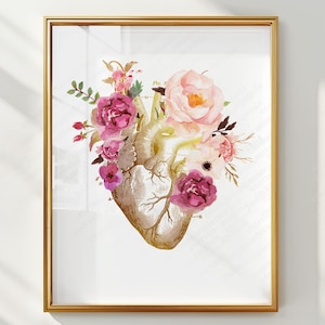 Anatomy Art Poster – Heart Anatomy Print for Medical Office | Anatomical Heart Wall Art | Doctor Decor