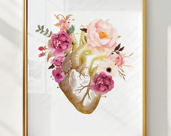 Anatomy Art Poster – Heart Anatomy Print for Medical Office | Anatomical Heart Wall Art | Doctor Decor