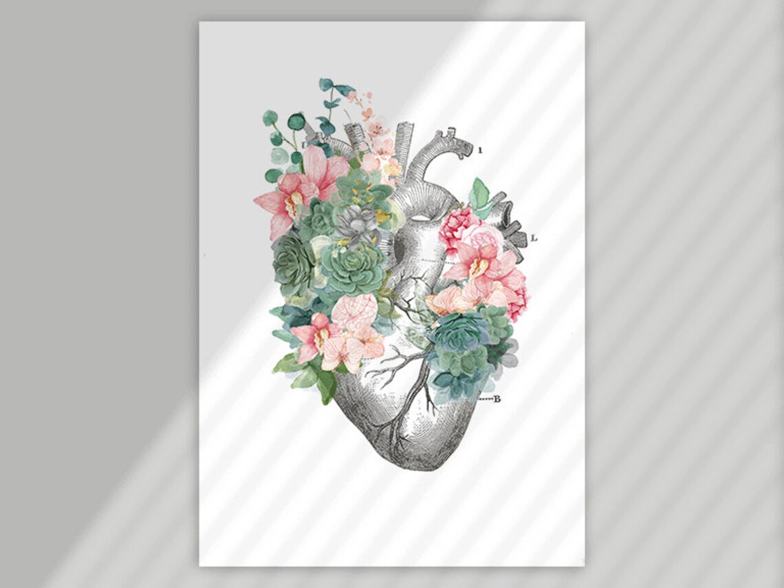 Anatomy Art Set, Heart and Brain Print, Doctor Office Decor, Nurse Gift ...