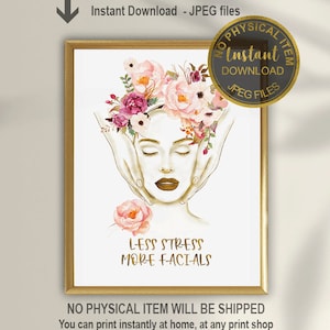Printable Spa Decor, Facials Art,Beauty Salon Decor, Esthetician Decor, Facial Massage Art Print, Massage Therapist Gift, Wellness Art Print