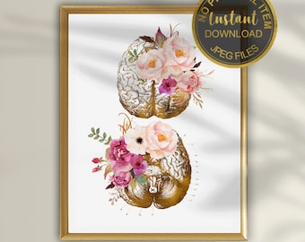 Psychology Brain Art Print | Psychologist Office Decor, Psychology Gift, Therapy Office Wall Art (Digital Download)