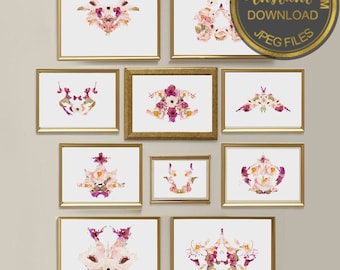 Psychology Art Set - Rorschach Prints for Psych Student Graduation, Office Decor & Unique Psychology Gift, Set of 10