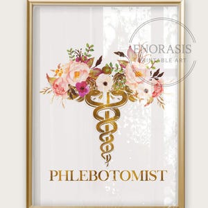 Phlebotomist Gift: Phlebotomy Art Print with Caduceus for Graduation & Tech, Unique Enorasis Wall Decor image 6
