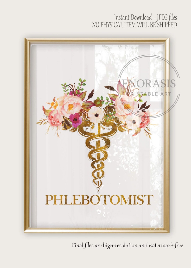 Phlebotomist Gift: Phlebotomy Art Print with Caduceus for Graduation & Tech, Unique Enorasis Wall Decor image 6