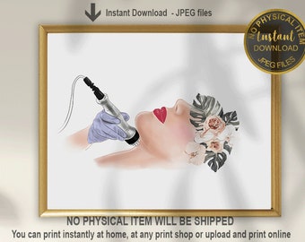 RF Therapy Decor, Laser Skin Tightening Art Print, Radiofrequency Facial Treatment, Esthetician Clinic Wall Art, Digital Download