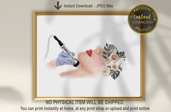 RF Therapy Decor, Laser Skin Tightening Art Print, Radiofrequency Facial Treatment, Esthetician Clinic Wall Art, Digital Download