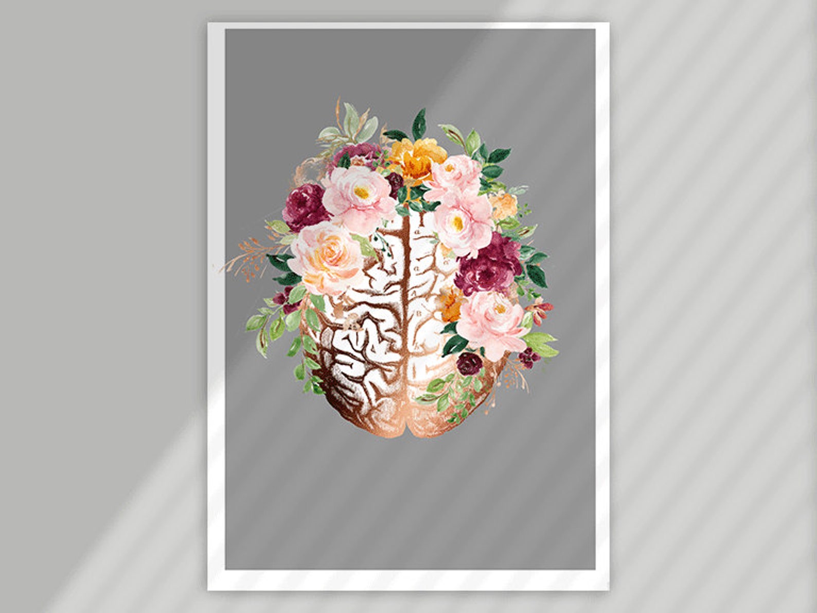 Printable Floral Anatomy Art Set – Heart and Brain Anatomy Wall Art ...