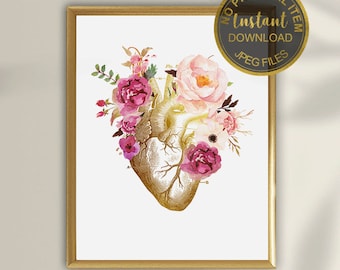 Heart Anatomy Art, Heart Anatomy Print, Heart Anatomical Poster, Surgery Art, Cardiology Gift, Medical Student Gift, Doctor Office Decor, P1
