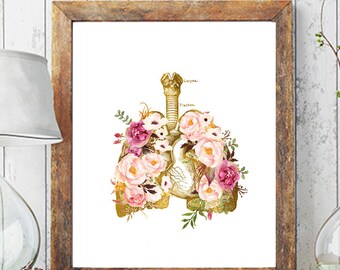 Anatomical Lungs Art, Respiratory System, Medical Art, Pulmonologist Gift, Doctor Office Decor, Doctor Gift, Medical Student, Nurse Gift