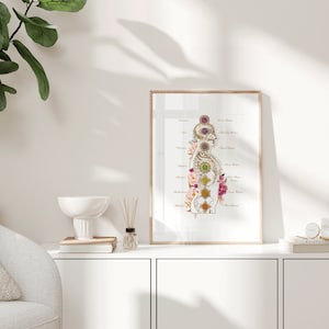 Meditation room printable decor with luxury chakra illustration and gold accents