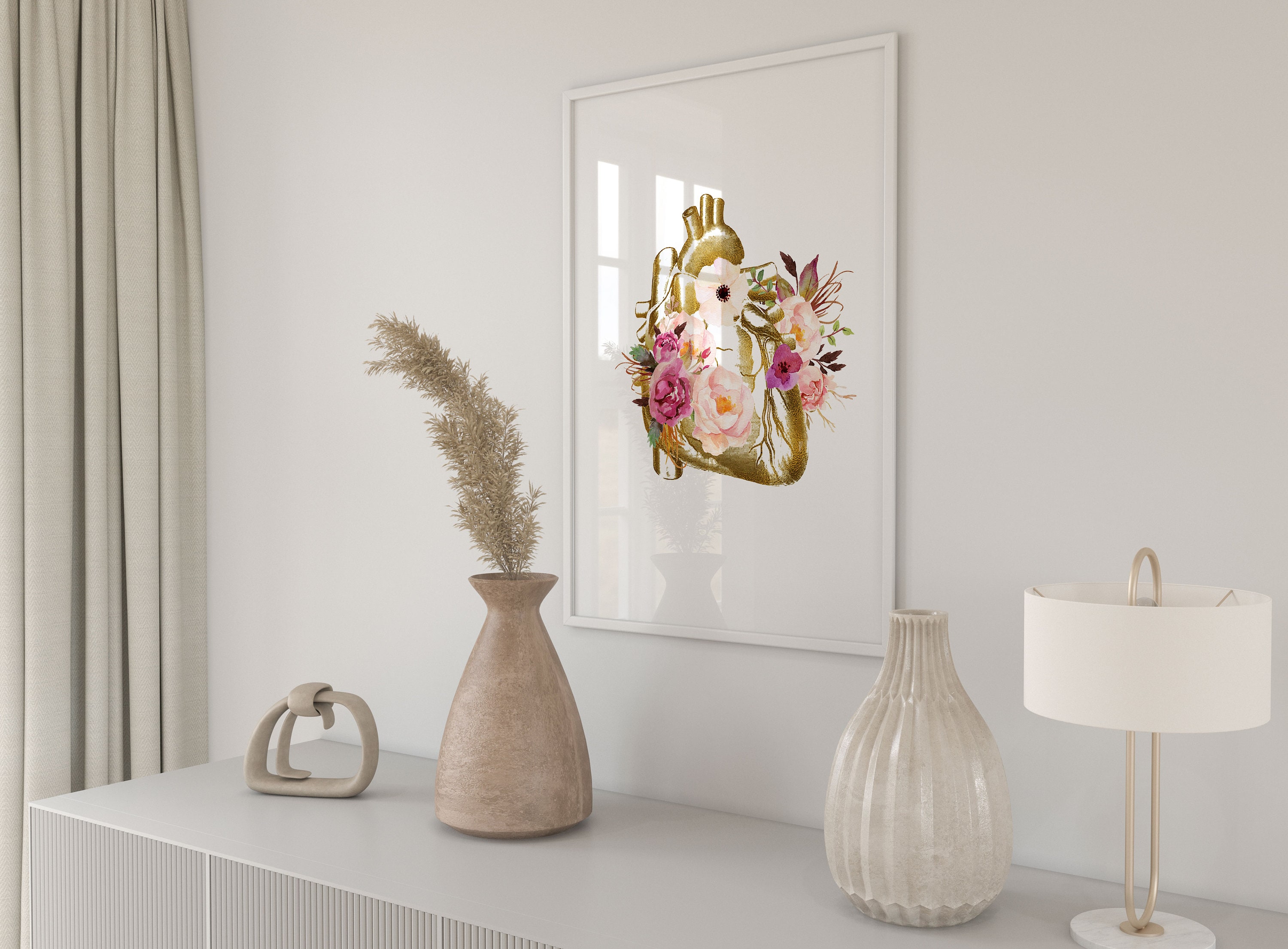 Heart Anatomy Flower Art Print for Medical Clinics and Doctor Offices ...