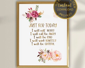 Printable Reiki Principles Art Print, Reiki Art, Reiki Gift, Reiki Principles Poster, Reiki Therapist Gift, Reiki Decor