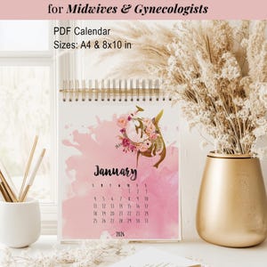 Midwife 2026 Printable Calendar | Monthly Calendar Midwifery-Themed  - Perfect Gift for Midwives & OB-GYN , 2026 Calendar, Christmas Gift